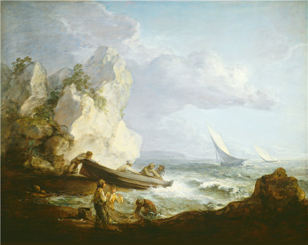 托马斯·盖恩斯伯勒(Thomas Gainsborough)-海滨与渔民油画