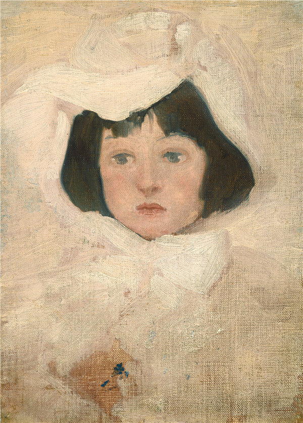 英国19世纪-白衣的小女孩高清油画下载