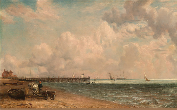 英国画家约翰·康斯特勃（John Constable）-雅茅斯码头油画