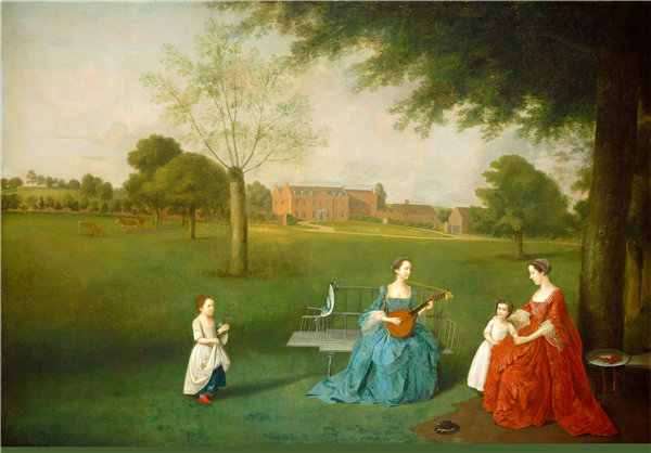 亚瑟·戴维斯（Arthur Devis）-沃尔顿斯公园梅纳德家族成员油画