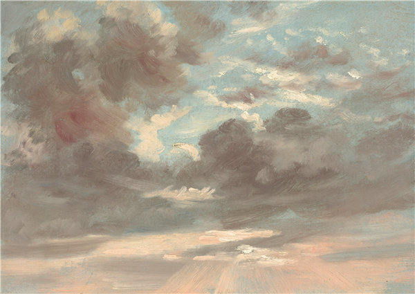 英国画家约翰·康斯特勃（John Constable）-风雨如磐的日落油画