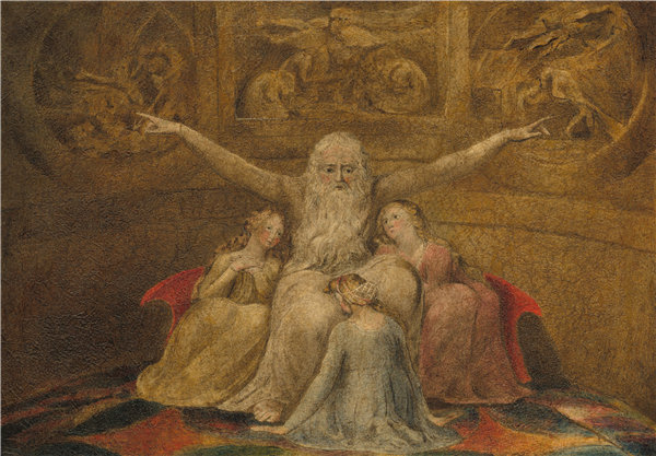 威廉·布莱克（William Blake）-约伯和他的女儿们.油画