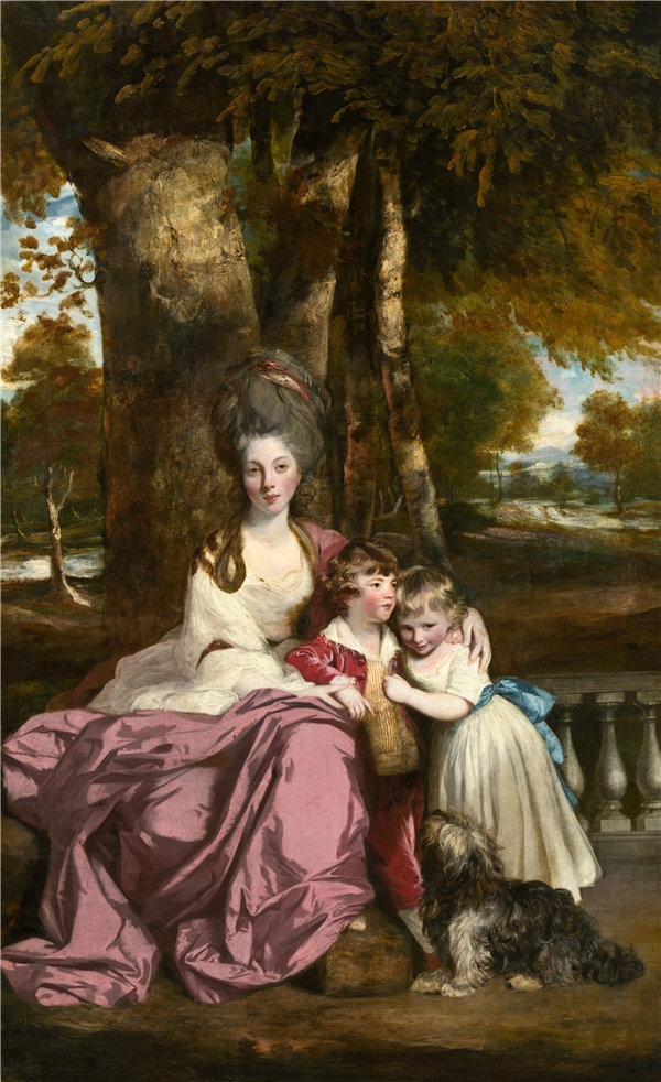 约书亚·雷诺兹爵士（Sir Joshua Reynolds）-伊丽莎白·德梅夫人和她的孩子们.油画