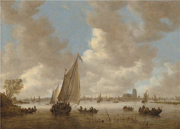 扬·范·高恩（Jan van Goyen）-从北部的多德雷赫特的看法.油画