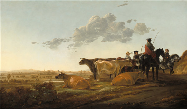 艾伯特·奎普（Aelbert Cuyp）与牧民的风景油画