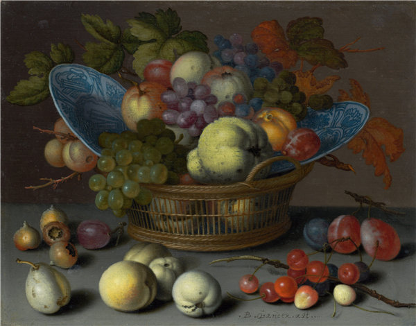 巴尔萨泽·凡·德·阿斯特（Balthasar van der Ast）--水果篮.高清油画下载
