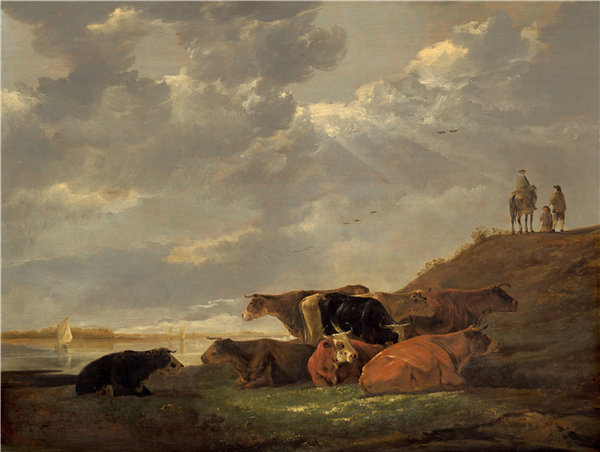 艾伯特·奎普（Aelbert Cuyp）-牛河景观油画