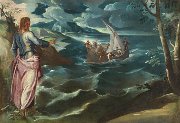 雅各布·丁托列托（Jacopo Tintoretto）-基督在加利利海.油画高清下载
