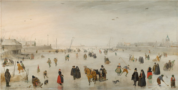 亨德里克·阿弗坎普（Hendrick Avercamp）-冰上一幕油画