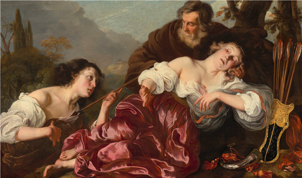 路易·瓦莱（Louis Vallée）-西尔维奥与受伤的-林达油画