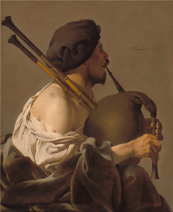 亨德里克·特·布鲁根（Hendrick ter Brugghen）-风笛演奏者油画