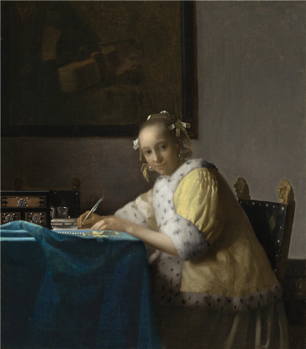 约翰内斯·维米尔（Johannes Vermeer）-一位女士写作油画
