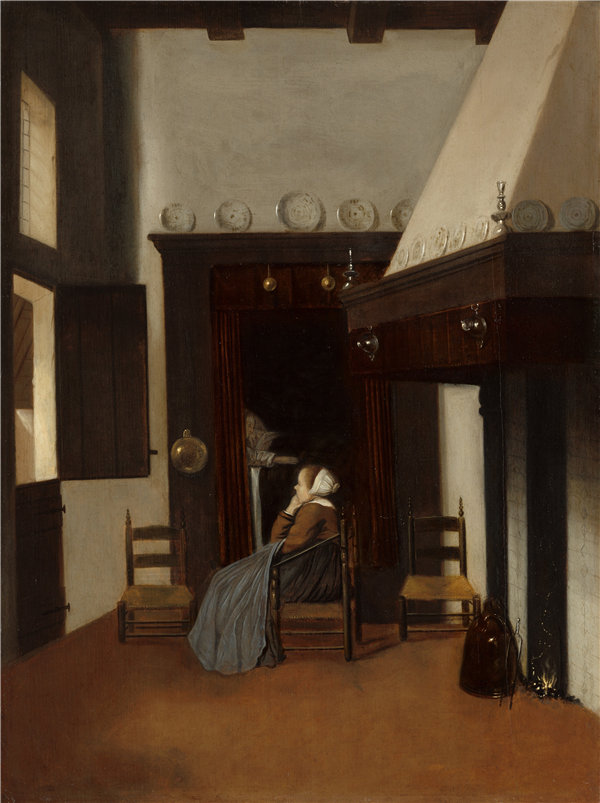雅各布斯·弗雷尔（Jacobus Vrel）-内政部的年轻女子油画