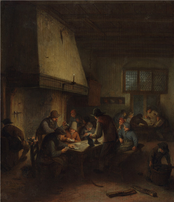 阿德里亚恩·范·奥斯塔德(Adriaen van Ostade)-小酒馆场景油画