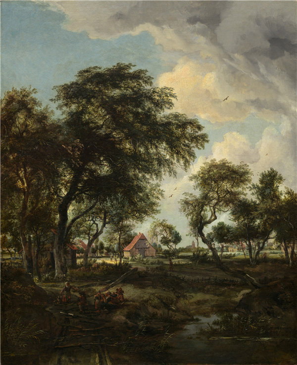 梅德特（Meindert Hobbema）-阳光下的农场油画