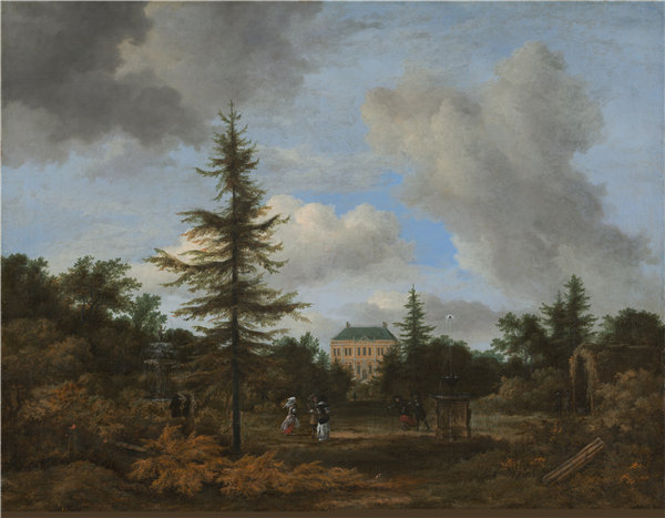 雅各布·范·鲁伊斯黛尔（Jacob van Ruisdael）-公园乡间别墅油画