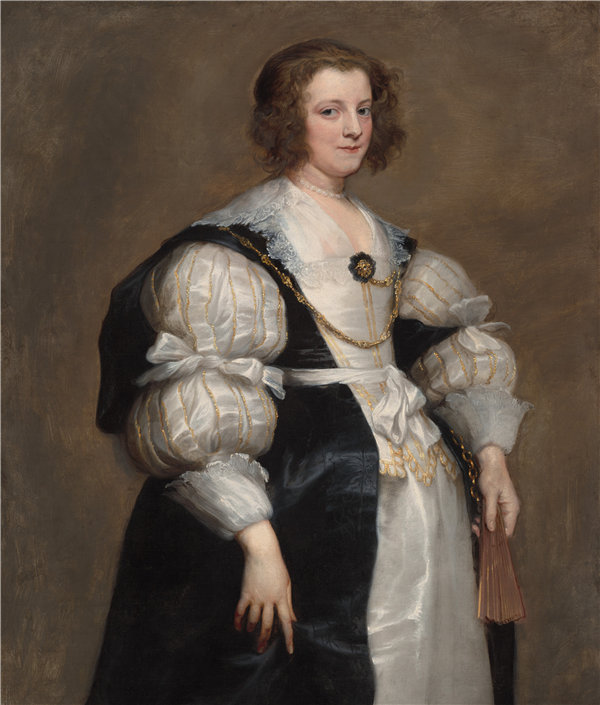 安东尼·范·戴克（Anthony van Dyck）-带风扇的女士油画