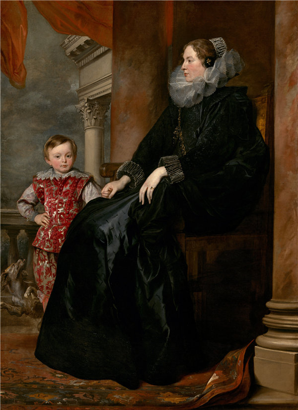 安东尼·范·戴克（Anthony van Dyck）-热那亚贵族和她的儿子.油画
