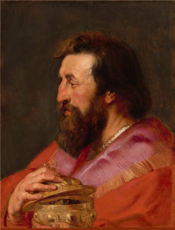 彼得·保罗·鲁本斯（Peter Paul Rubens）-三位国王之一的头像：梅尔基奥尔，亚述王油画