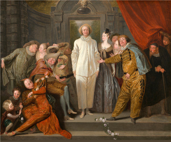 让·安托万·瓦托（Antoine Watteau）-意大利喜剧演员油画