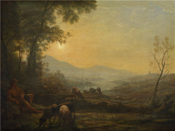 克劳德·洛兰（Claude Lorrain）的追随者-牧民油画