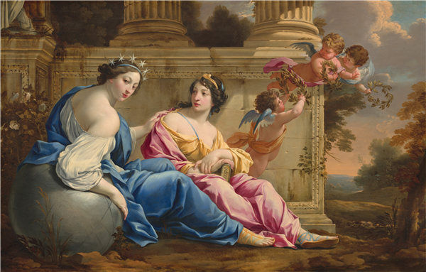西蒙·沃特（Simon Vouet）-缪斯女神像Urania和Calliope.油画