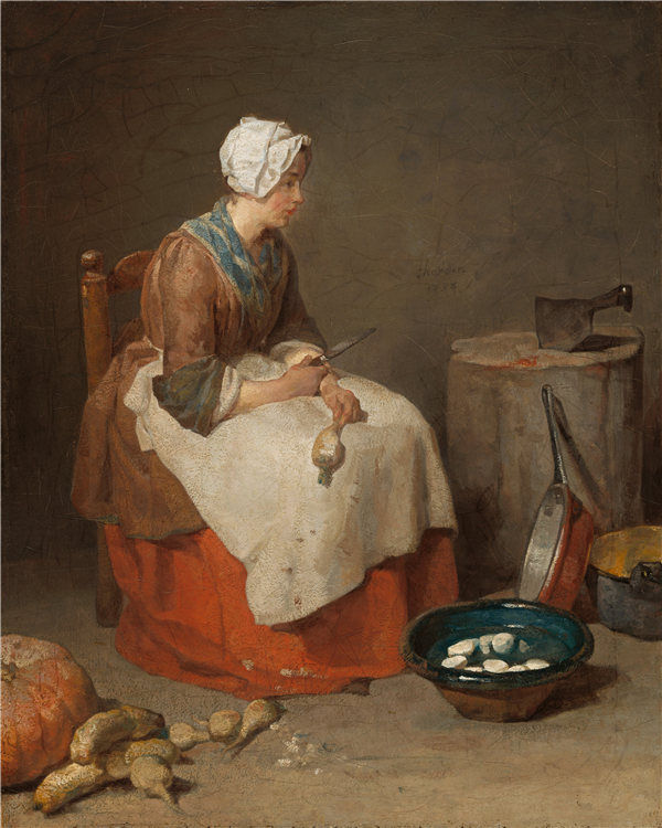 让·西蒙·查丁（Jean Siméon Chardin）-厨房女仆油画