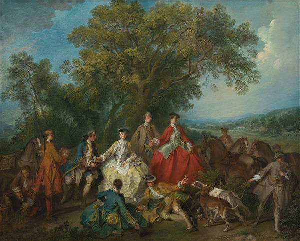 尼古拉斯·兰克里特（Nicolas Lancret）-狩猎后野餐油画