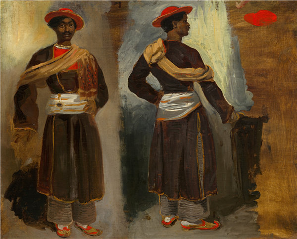 欧仁·德拉克鲁瓦（Eugène Delacroix）-来自加尔各答的站立印第安人油画