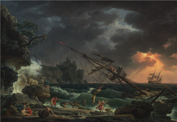 克劳德·约瑟夫·韦内特（Claude-Joseph Vernet）-沉船油画