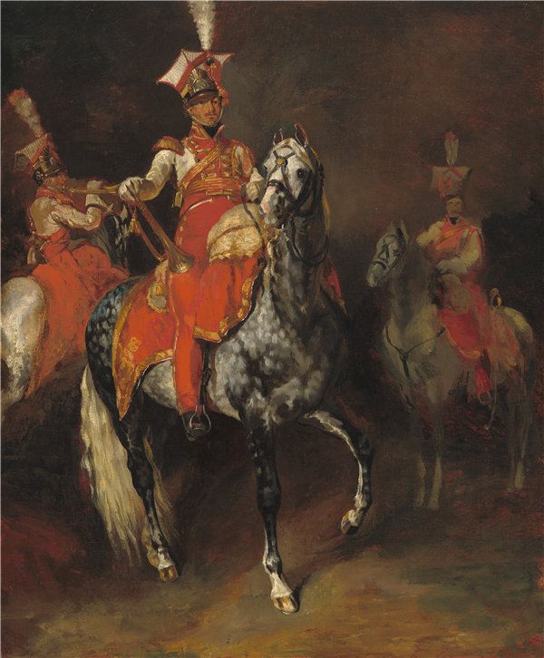 蒂奥多·杰里科（ThéodoreGericault）-拿破仑皇家卫队的号角手油画