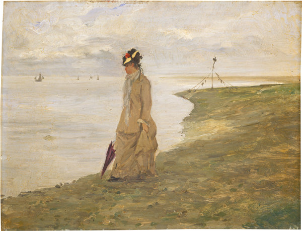 法国19世纪-海边的女人油画高清下载