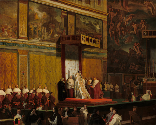 让·奥古斯特·多米尼克·英格里斯(Jean-Auguste-Dominique Ingres)-西斯廷教堂的庇护七世教皇油画
