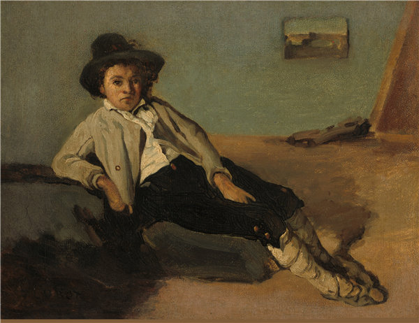 让·巴蒂斯特·卡米尔·柯罗（Jean-Baptiste-Camille Corot）-意大利农民男孩油画