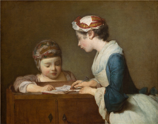 让·西蒙·查丁（Jean Siméon Chardin）-小女学生油画