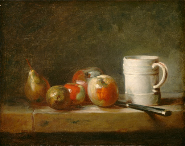 让·西蒙·查丁（Jean Siméon Chardin）-静物与白色的杯子油画