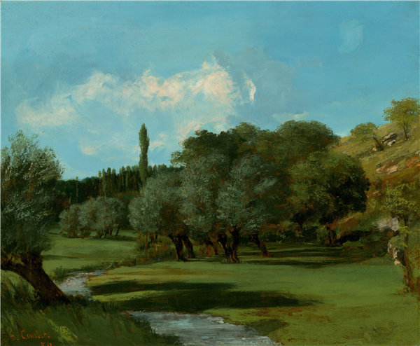 古斯塔夫·库尔贝(Gustave Courbet)-la Bretonnerie酒店在安德尔系,1856年油画