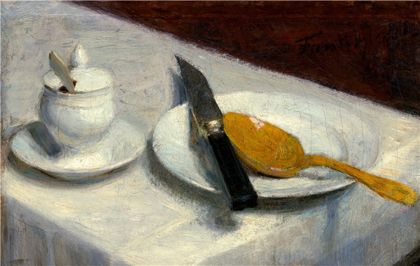 亨利·范汀·拉图尔（Henri Fantin-Latour）静物芥末锅油画