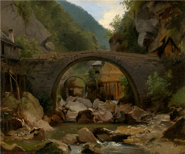蒂奥多·卢梭（ThéodoreRousseau）-奥弗涅山流油画高清下载