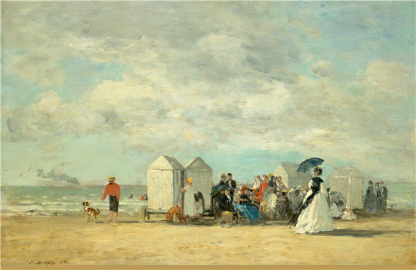 欧仁·布丁（EugèneBoudin）-海滩场景油画