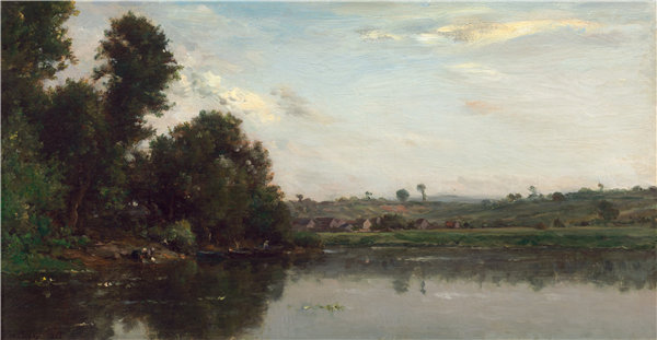 查尔斯·弗朗索瓦·杜比尼（Charles-Francois Daubigny）-瓦蒙德瓦兹附近瓦兹河油画