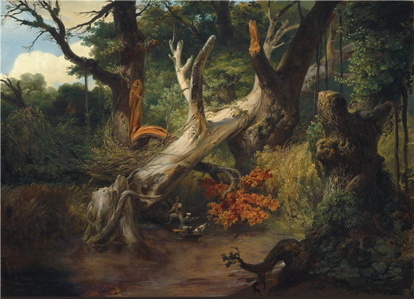 贺拉斯·韦尔内（Horace Vernet）-在庞廷沼泽狩猎油画