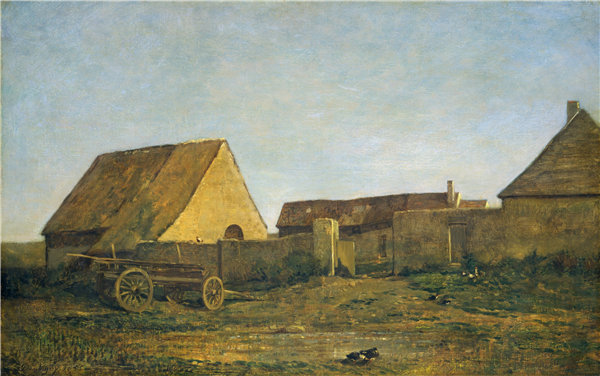 查尔斯·弗朗索瓦·杜比尼（Charles-Francois Daubigny）-农场 1855年油画