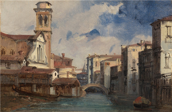 朱尔斯·罗曼·乔安特（Jules-Romain Joyant）-威尼斯圣特罗瓦索教堂油画