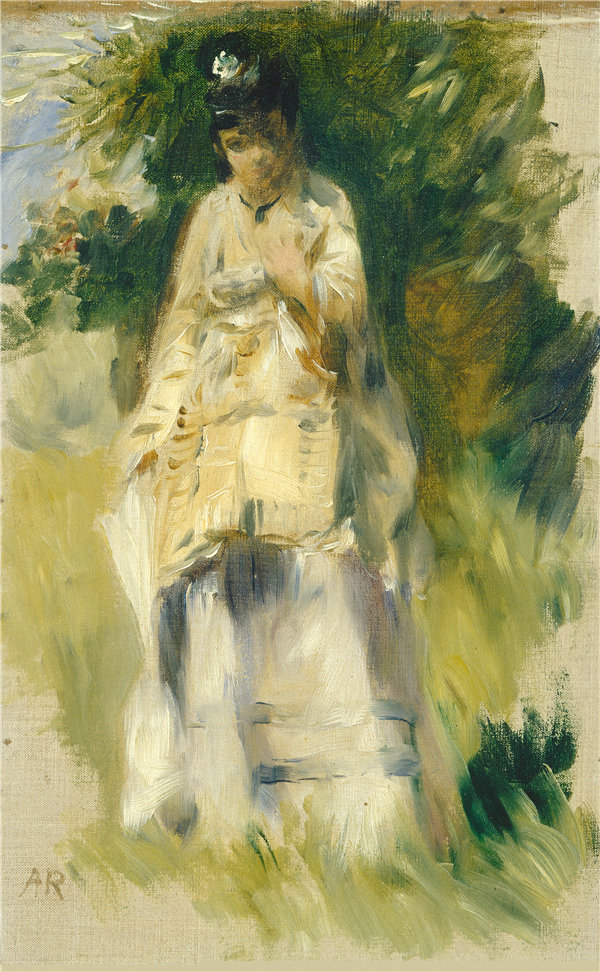 皮埃尔·奥古斯特·雷诺阿（Pierre-Auguste Renoir）-女人站在一棵树油画