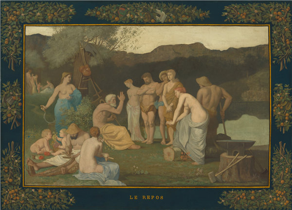 皮埃尔·普维斯·德·沙瓦纳（Pierre Puvis de Chavannes）-休息油画