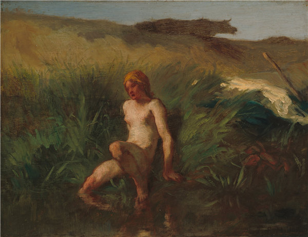 让-弗朗索瓦·米勒（Jean-Francois Millet）-沐浴者油画