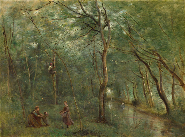 让·巴蒂斯特·卡米尔·柯罗(Jean-Baptiste-Camille Corot)-鳗鱼采集者油画
