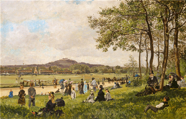 法国19世纪-朗尚赛马场油画高清下载