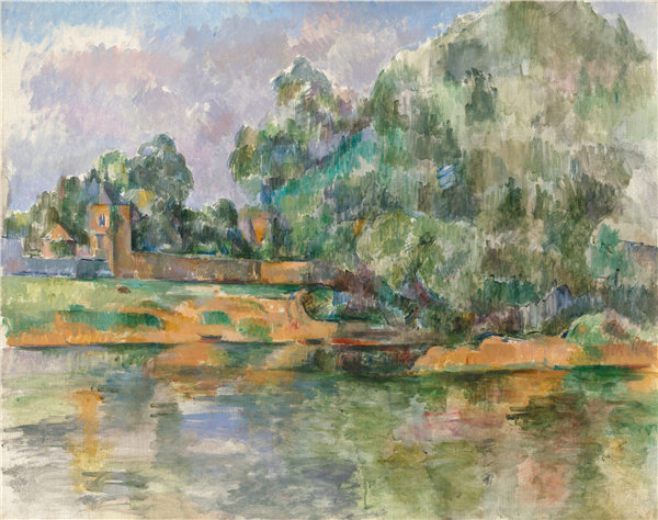 保罗·塞尚(Paul Cézanne)-塞丹河畔塞丹河岸油画高清下载